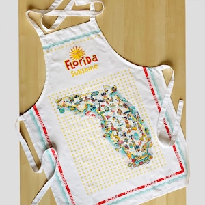 Schort Florida, schort kaart Florida, schort in slagerstijl met stropdassen