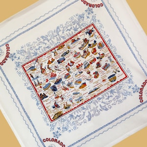 Mantel de Colorado, 132 x 132 cm, 100 % algodón, con el mapa de Colorado