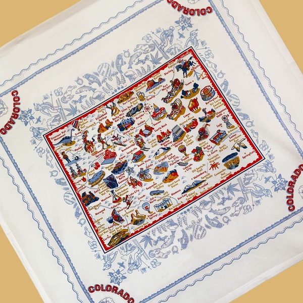 Colorado Tablecloth, 52" x 52" Square, 100% Cotton Colorado Map Tablecloth