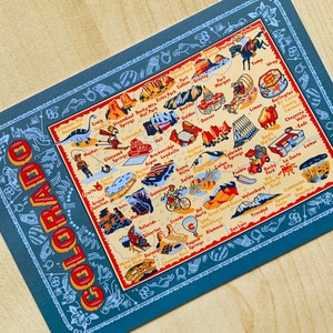 Colorado Postcard, 4.25&quot; by 6&quot;, Colorado Map Postcard, CO Map Postcard