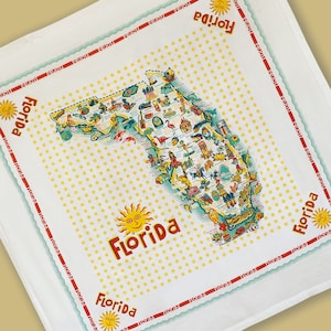 Tafelkleed Florida, vierkant 52 x 52 inch, 100% katoen tafelkleed Florida-kaart