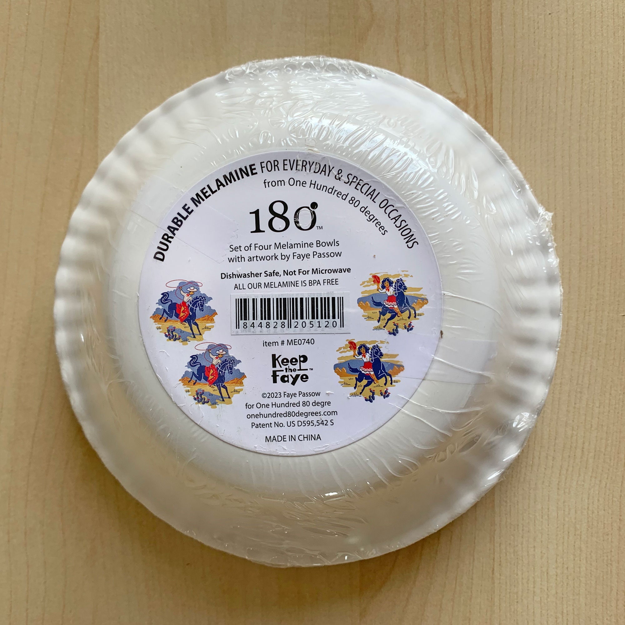 Cowboy and Cowgirl Bowls, 2 each, 7&quot; Melamine Bowls, Set of 4