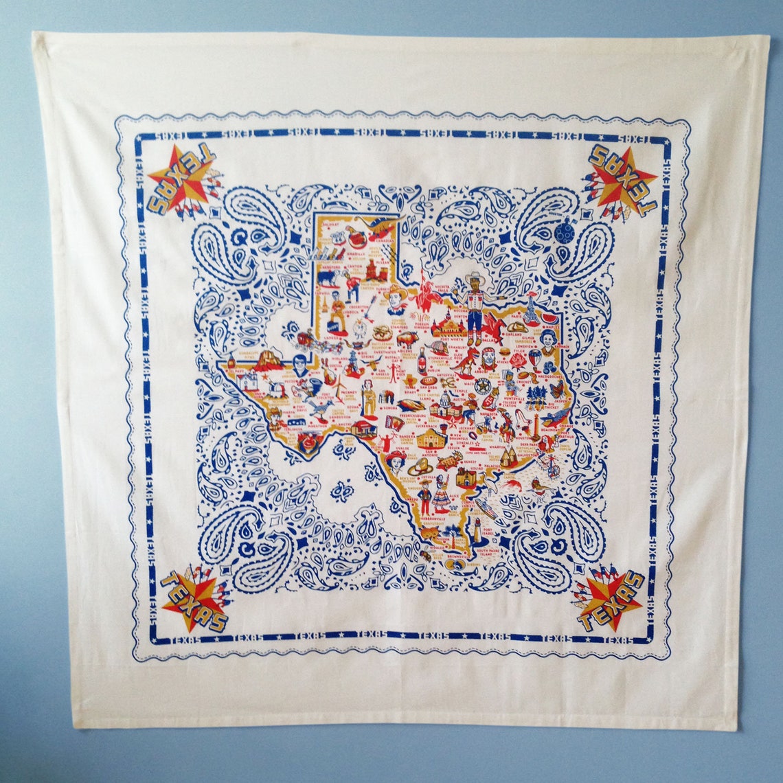 Texas Tablecloth 52 x 52 100 Cotton Tablecloth Etsy