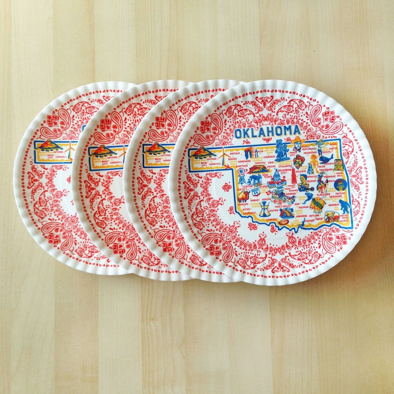 Oklahoma Plates 9 Melamine Plates Set of 4 Oklahoma Etsy