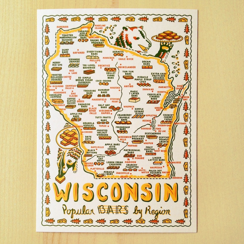 Wisconsin Postcard 6 x 4.25 Bars of Wisconsin Etsy