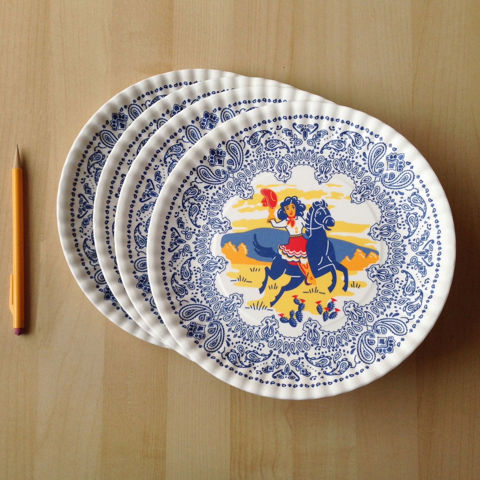Western Plates 9 Melamine Plates Set of 4 Cowboy Etsy