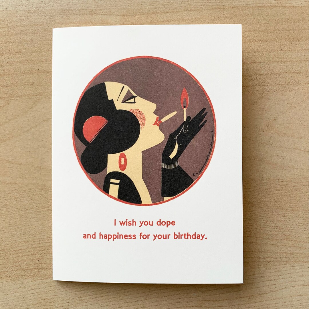 Dope Birthday Card, Vintage Woman Smoking - Etsy