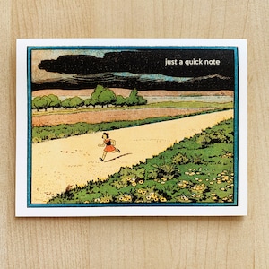 Carte vierge Quick Note, A2, 4,25 x 5,5 pouces Carte vierge Running Girl avec enveloppe teintée