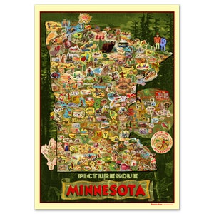 Minnesota Map Poster, Picturesque Minnesota Map Poster