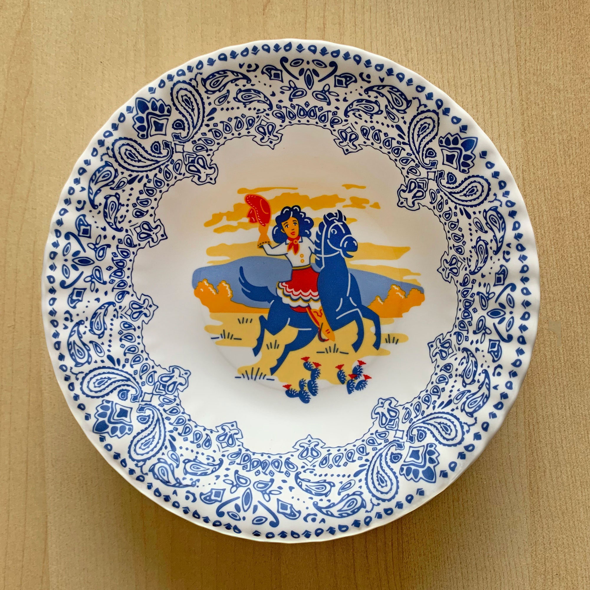 Cowboy and Cowgirl Bowls, 2 each, 7&quot; Melamine Bowls, Set of 4