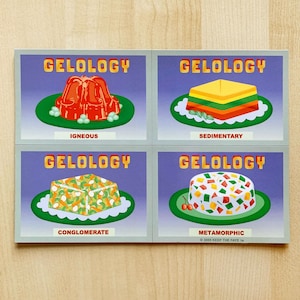Gelology Fridge Magnet, Jello Gelatin Fridge Magnet, set of Four in One Gelatin Magnets