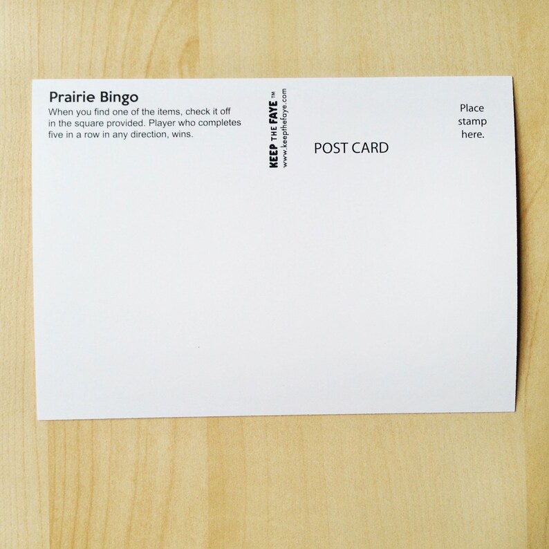 Prairie Bingo Postcard Prairie Postcard Life on the Prairie Etsy