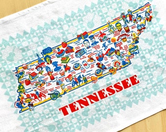 Tennessee Map Tea Towel: Silkscreened Cotton Kitchen Towel