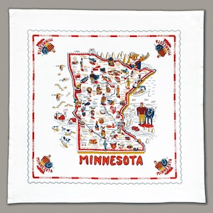 Minnesota Map Tablecloth, Silkscreened Cotton, 52x52"