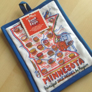 Minnesota Hot Dish Hot Pad: MN Map Cotton Pot Holder with pocket