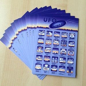 UFO Postcards: Aliens & Flying Saucer Bingo, Set of 10
