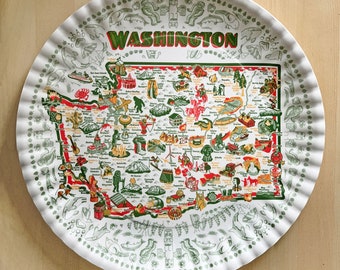 Washington State Platter, 16" Round Melamine Serving Tray
