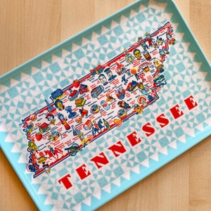 Plateau Tennessee, plateau en mélamine de 9 po x 13 po, plateau pour cartes Tennessee, plateau pour boissons TN