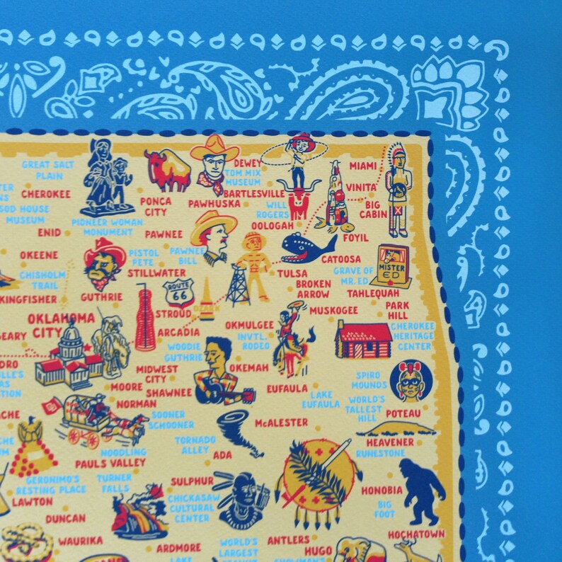 Oklahoma Map Gicl\u00e9e Oklahoma Ink Jet Print archival 16 x 20 Oklahoma Print