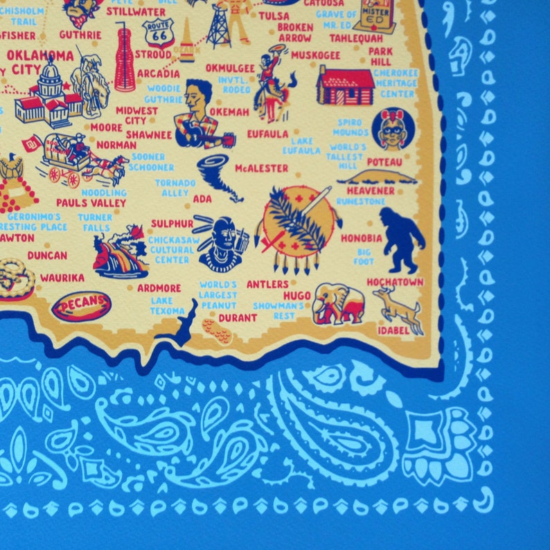Oklahoma Map Gicl\u00e9e Oklahoma Ink Jet Print archival 16 x 20 Oklahoma Print