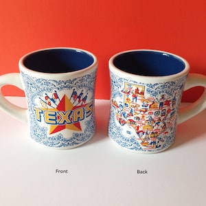 Tazza Texas, Tazza in gres da 12 once, Tazza con mappa del Texas Diner, Tazza da caffè TX
