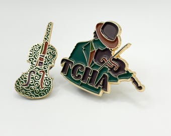 Tcha Limberger Art Nouveau Violin Enamel Pin Duo – Gypsy Jazz Manouche Gift