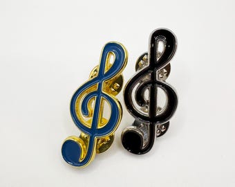 Treble Clef Enamel Pin Duo – Gold and Black Music Teacher Gift