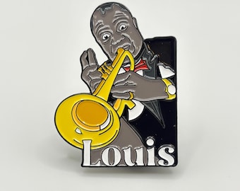 Louis Armstrong Enamel Pin – Satchmo Jazz Badge, Trumpet Music Lapel Pin