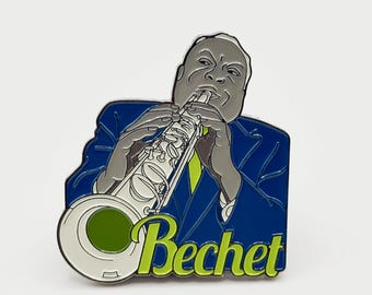 Sidney Bechet Jazz Clarinet Soprano Sax Enamel Pin – Paris Swing Vintage Gift