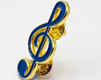 Treble Clef Enamel Pin – Blue and Gold Music Note Teacher Gift