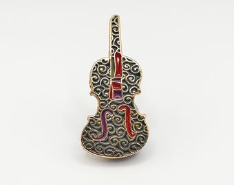 Art Nouveau Violin Pin – Vintage 1920s Musician Jewelry Gift
