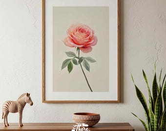 Blush Rose Watercolor Print: Elegant Botanical Art (Digital Download)