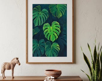 Monstera Leaf Print: Tropical Green Jungle Wall Art (Digital Download))