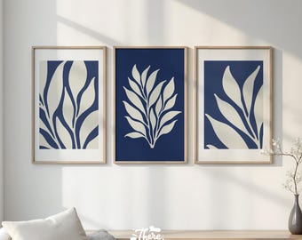 Botanical Leaf Print: Midnight Indigo Modern Wall Art (Digital Download)