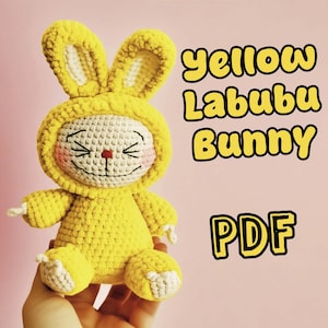 Yellow Labubu Bunny Amigurumi, Funny Plush Crochet Pattern PDF, Soft Beginner Toy DIY