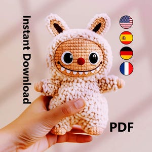 Funny Labubu Bunny Amigurumi Crochet Pattern - Cute Plush PDF, Beginner Friendly, Easy Digital Download