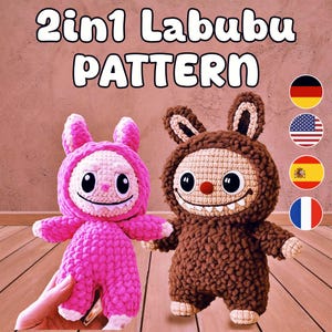 2in1 Labubu & Bunny Crochet Pattern: Amigurumi Plushie PDF