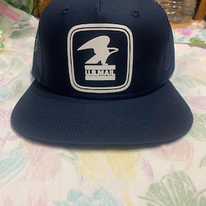 Vintage USPS logo 5 Panel Flat Bill Trucker Hat SnapBack