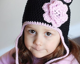 Cat Earflap Hat Crochet Pattern *Instant Download* (Permission to sell all finished products)