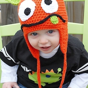 Silly Monster Earflap Hat Crochet Pattern *Instant Download* (Permission to sell all finished products)