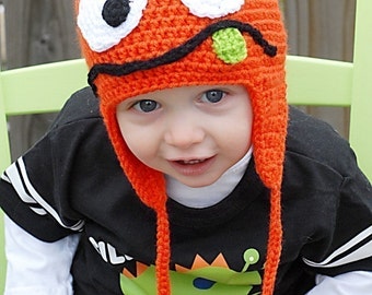 Silly Monster Earflap Hat Crochet Pattern *Instant Download* (Permission to sell all finished products)