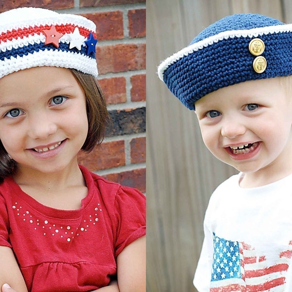 Sailor Hat Crochet Pattern *Instant Download* (Permission to sell all finished products)