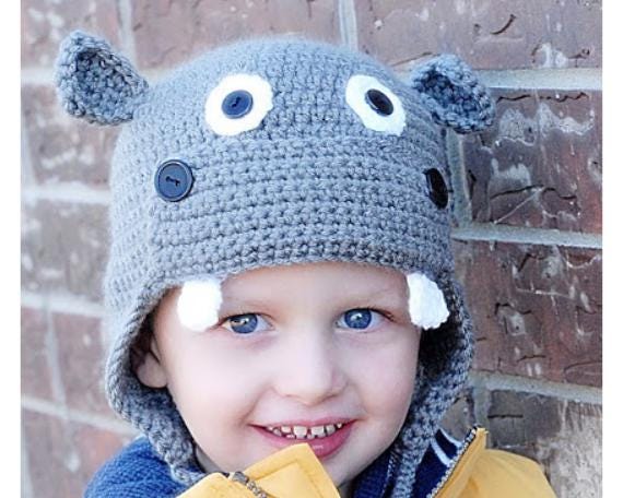 The Original Hippo Earflap Crochet Hat Pattern instant Download permission to Sell All Finished Products Etsy