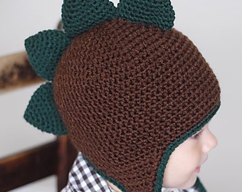 Spiky Dino Earflap Hat Crochet Pattern *Instant Download* (Permission to sell all finished products)