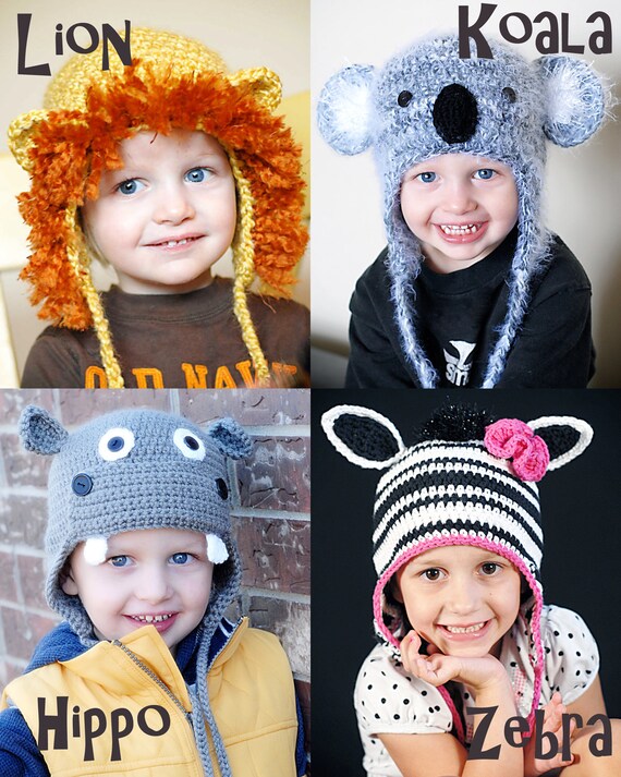 Animal Hat Patterns Crochet Collection 3 instant Download | Etsy