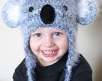 Koala Earflap Hat Crochet Pattern *Instant Download* (Permission to sell all finished products)