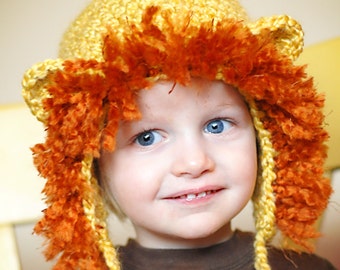 Lion Earflap Hat Crochet Pattern *Instant Download* (Permission to sell all finished products)