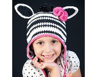 The Original Zebra/Horse Earflap Hat Crochet Pattern *Instant Download*(Permission to sell all finished products)
