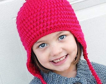 Puffy Earflap Hat Crochet Pattern *Instant Download*(Permission to sell all finished products)