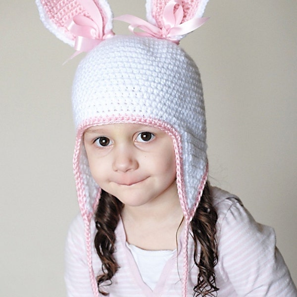 Bunny Earflap Hat Crochet Pattern *Instant Download* (Permission to sell all finished products)